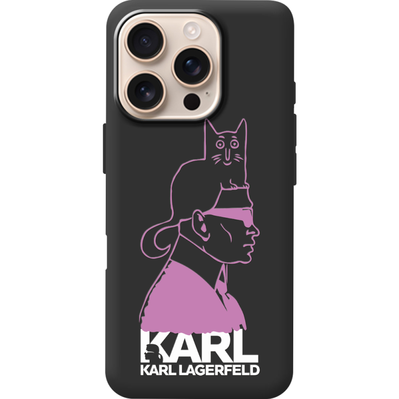 Черный чехол BoxFace Apple iPhone 16 Pro Pink Karl