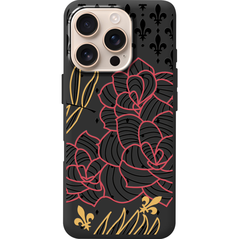 Черный чехол BoxFace Apple iPhone 16 Pro FranceFlowers