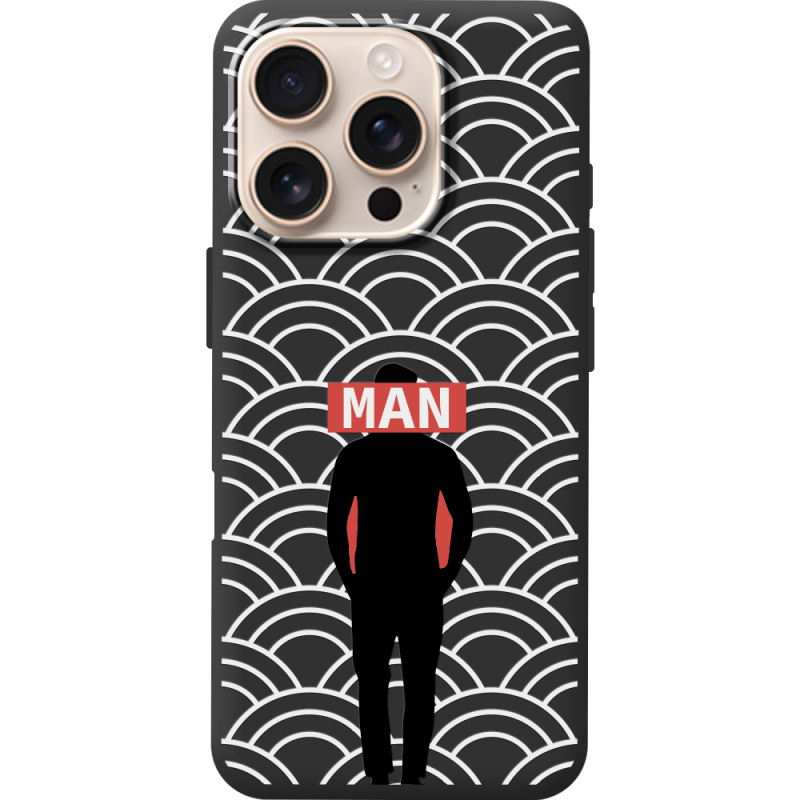 Черный чехол BoxFace Apple iPhone 16 Pro Man Pattern