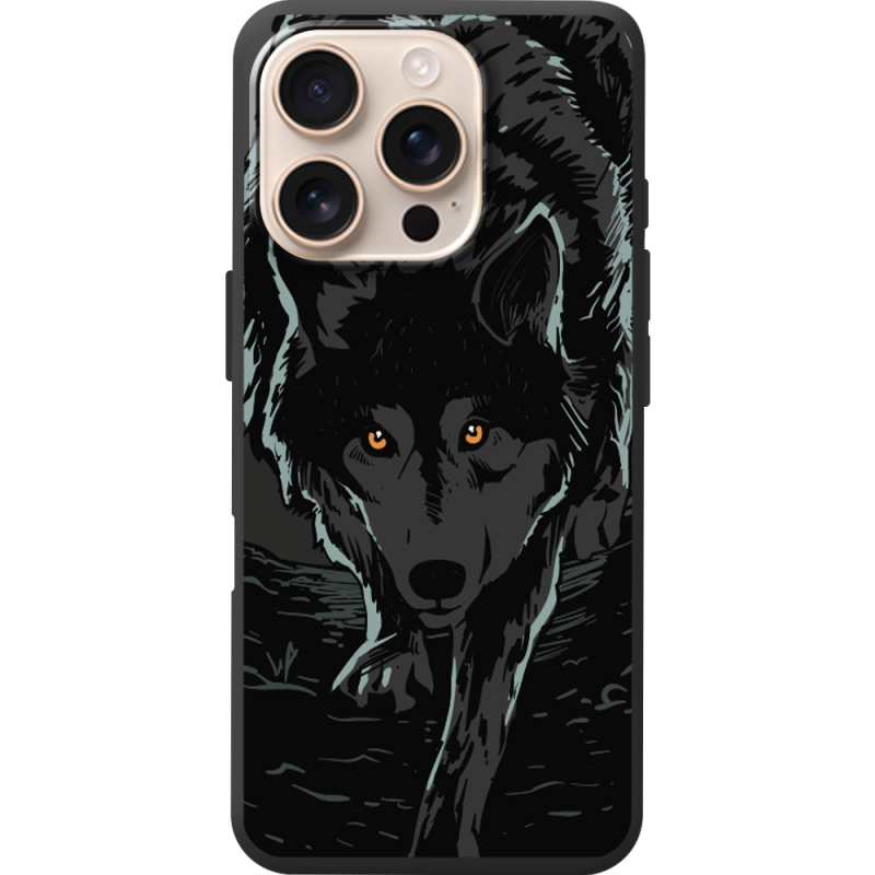 Черный чехол BoxFace Apple iPhone 16 Pro Wolf