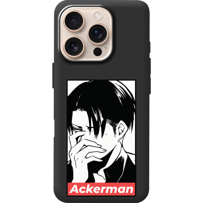 Черный чехол BoxFace Apple iPhone 16 Pro Attack On Titan - Ackerman