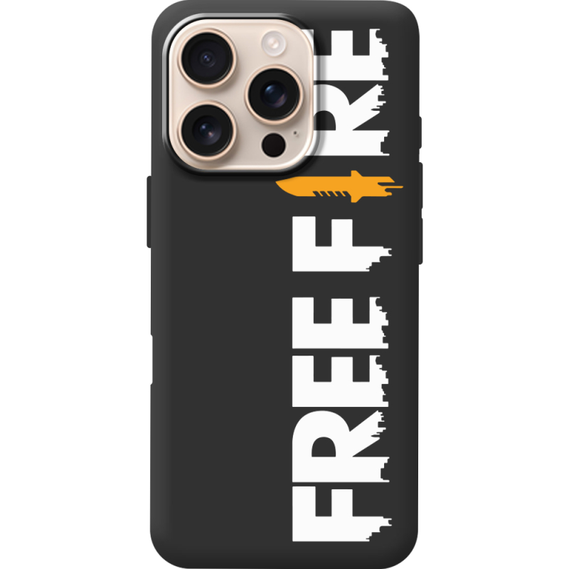 Черный чехол BoxFace Apple iPhone 16 Pro Free Fire White Logo