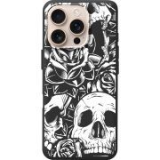 Черный чехол BoxFace Apple iPhone 16 Pro Skull and Roses