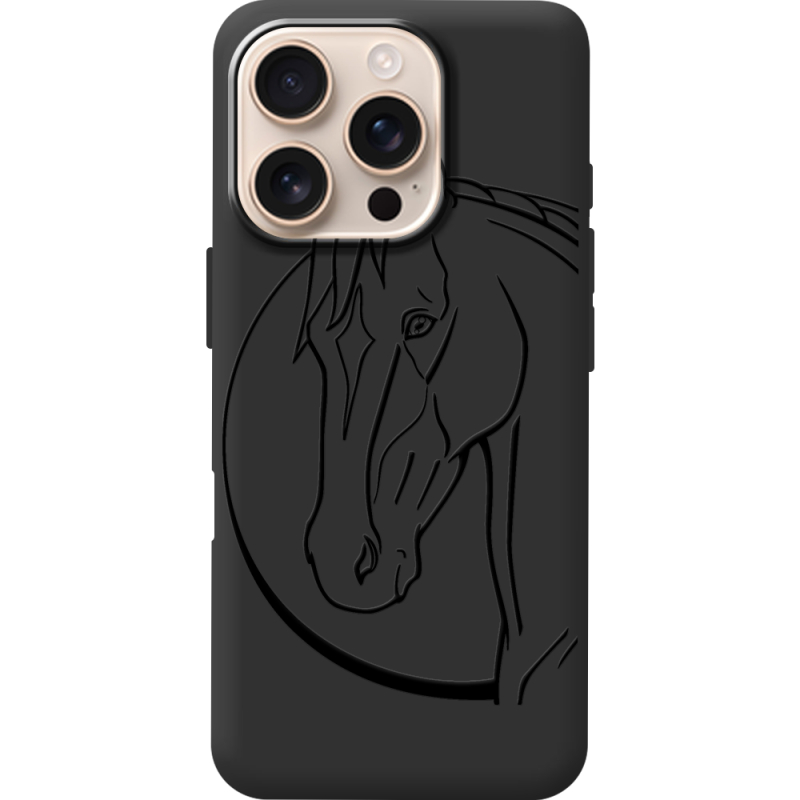 Черный чехол BoxFace Apple iPhone 16 Pro Horse