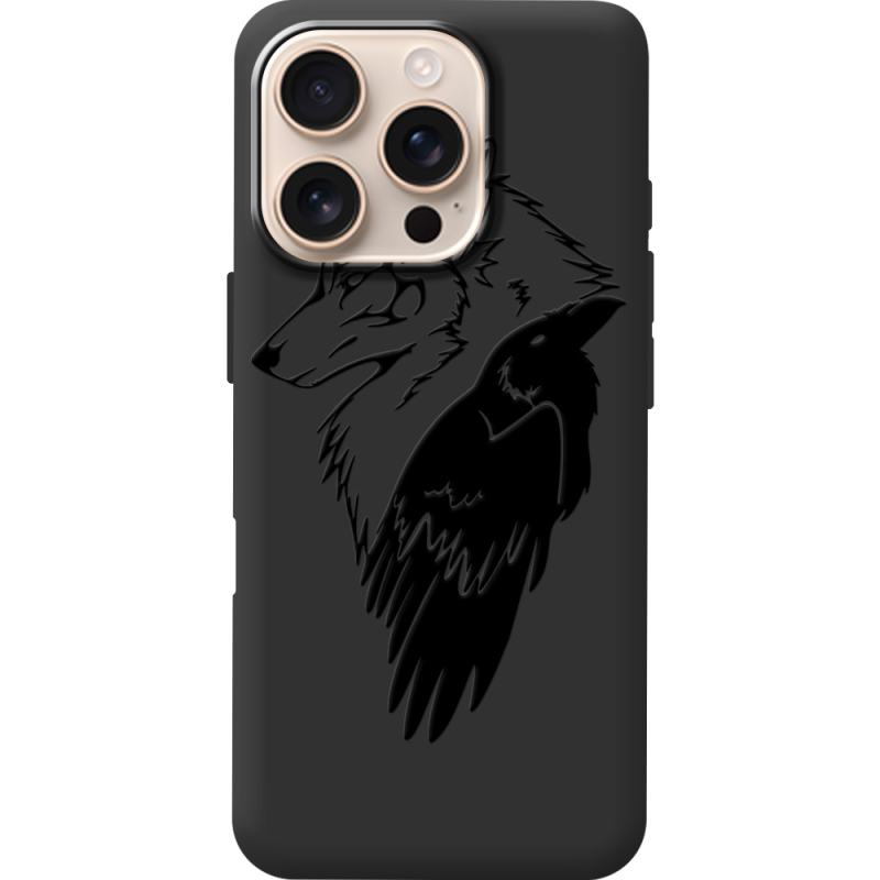 Черный чехол BoxFace Apple iPhone 16 Pro Wolf and Raven