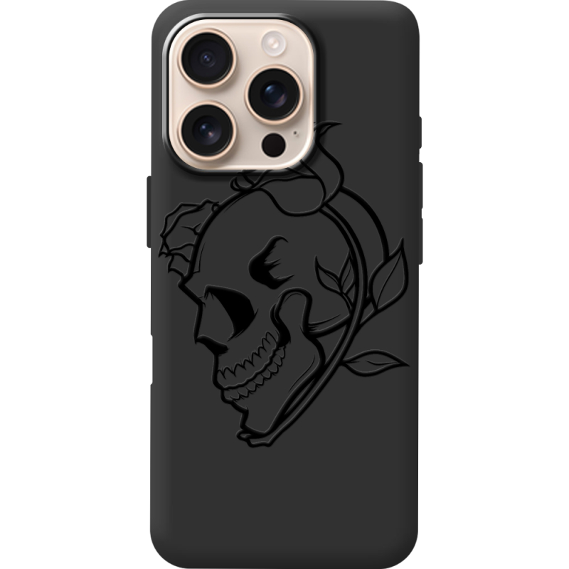 Черный чехол BoxFace Apple iPhone 16 Pro Skull and Roses