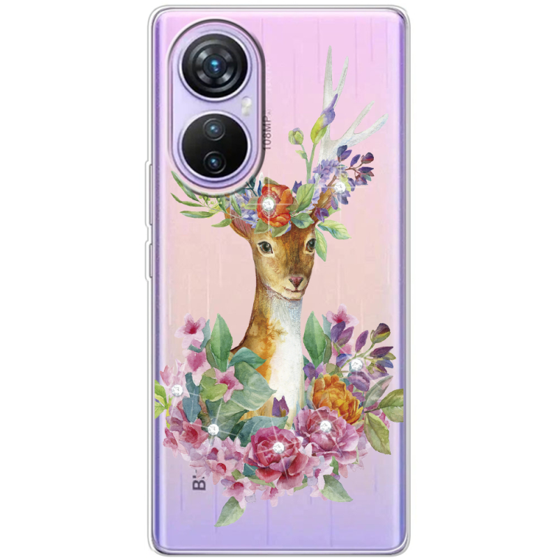 Чехол со стразами BoxFace Blackview A200 Pro Deer with flowers