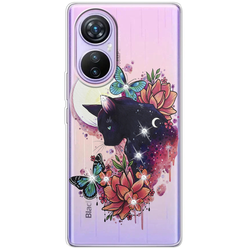 Чехол со стразами BoxFace Blackview A200 Pro Cat in Flowers