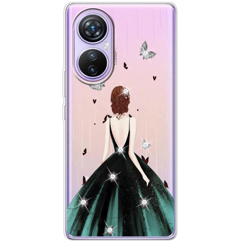 Чехол со стразами BoxFace Blackview A200 Pro Girl in the green dress