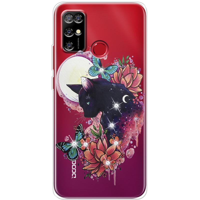 Чехол со стразами BoxFace Doogee X96 Pro Cat in Flowers