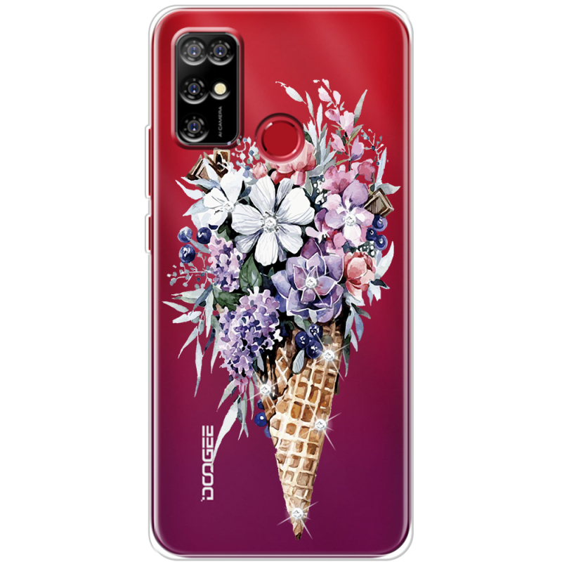 Чехол со стразами BoxFace Doogee X96 Pro Ice Cream Flowers