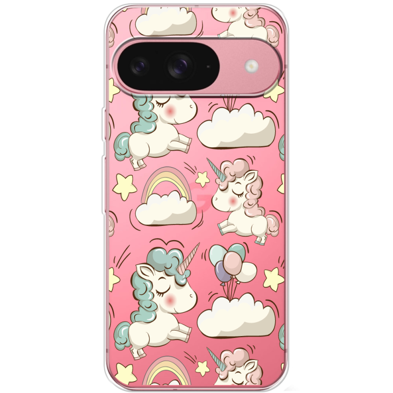 Прозрачный чехол BoxFace Google Pixel 9 Unicorns