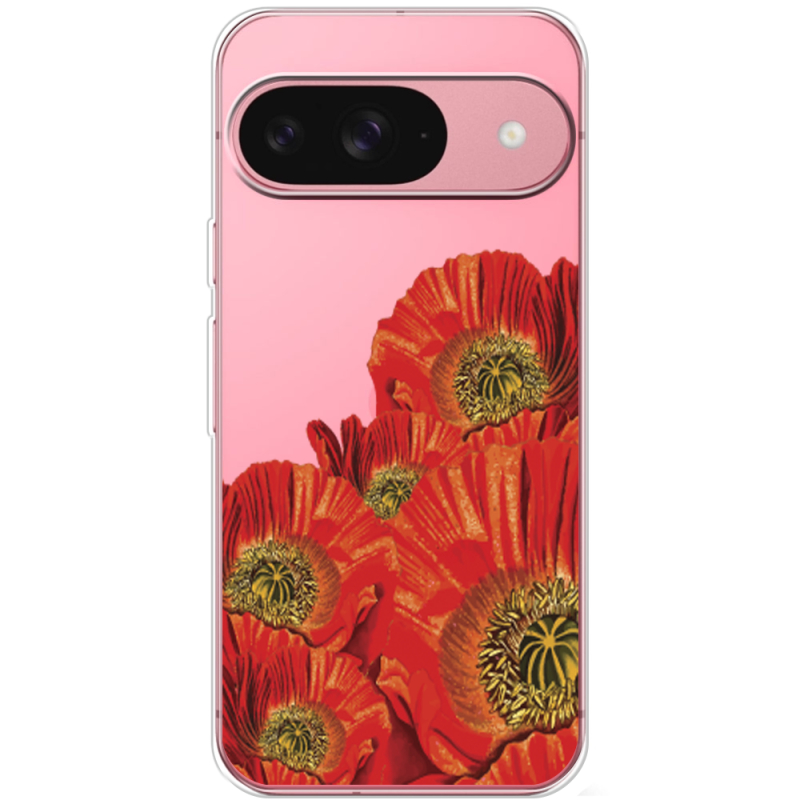 Прозрачный чехол BoxFace Google Pixel 9 Red Poppies