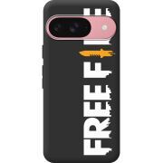 Черный чехол BoxFace Google Pixel 9 Free Fire White Logo