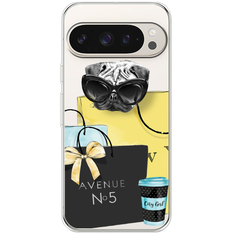 Прозрачный чехол BoxFace Google Pixel 9 Pro Fashion Pug