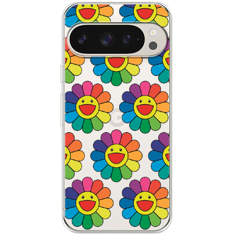 Прозрачный чехол BoxFace Google Pixel 9 Pro Hippie Flowers