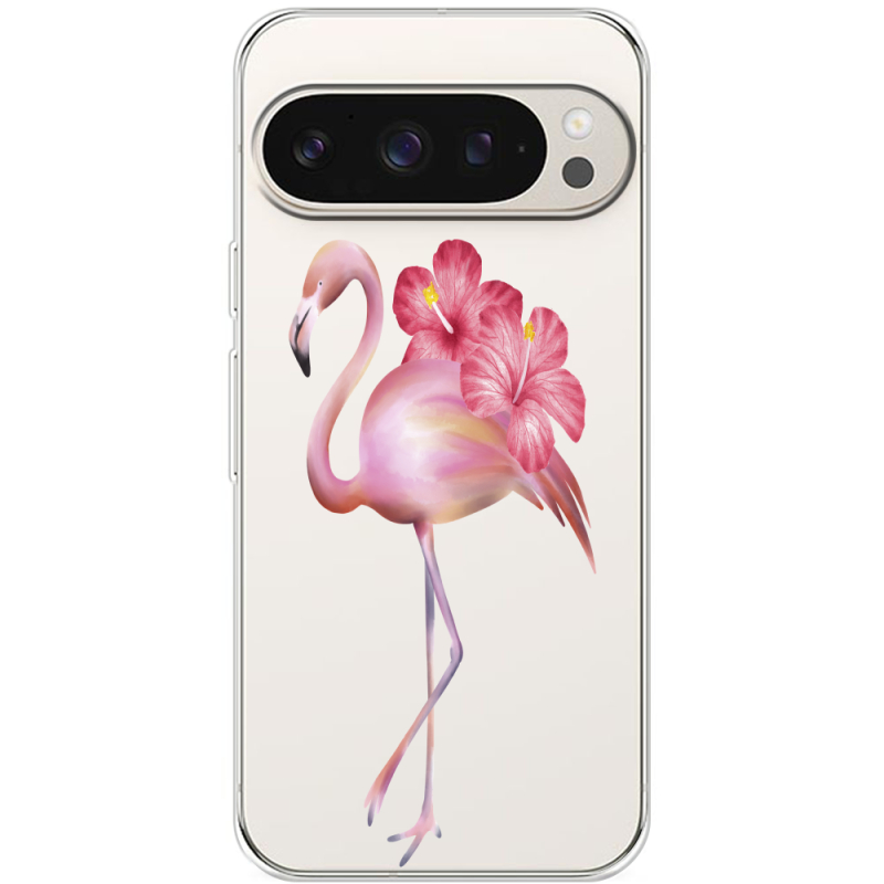 Прозрачный чехол BoxFace Google Pixel 9 Pro Floral Flamingo