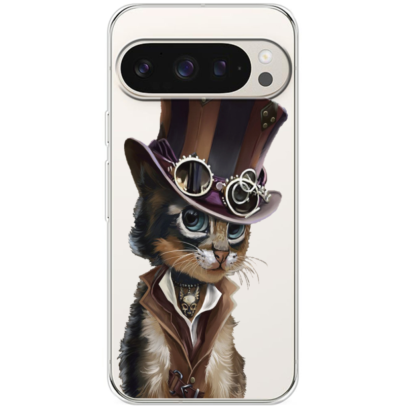 Прозрачный чехол BoxFace Google Pixel 9 Pro Steampunk Cat