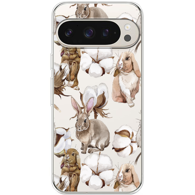 Прозрачный чехол BoxFace Google Pixel 9 Pro Cotton and Rabbits