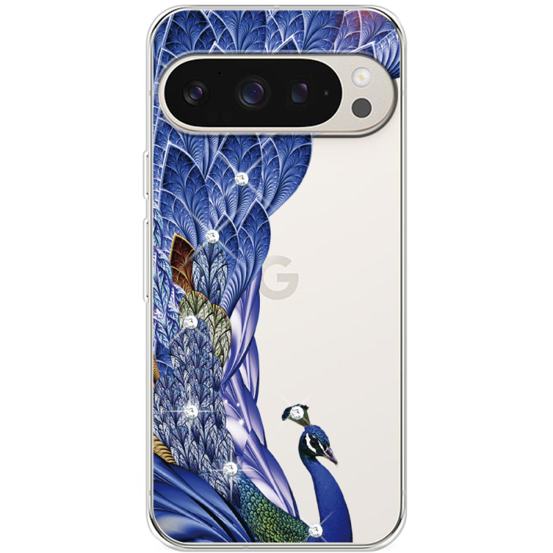 Чехол со стразами Google Pixel 9 Pro Peafowl