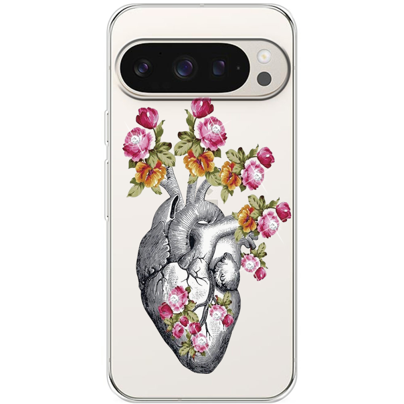 Чехол со стразами Google Pixel 9 Pro Heart