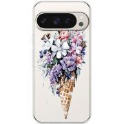 Чехол со стразами Google Pixel 9 Pro Ice Cream Flowers