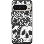 Черный чехол BoxFace Google Pixel 9 Pro Skull and Roses