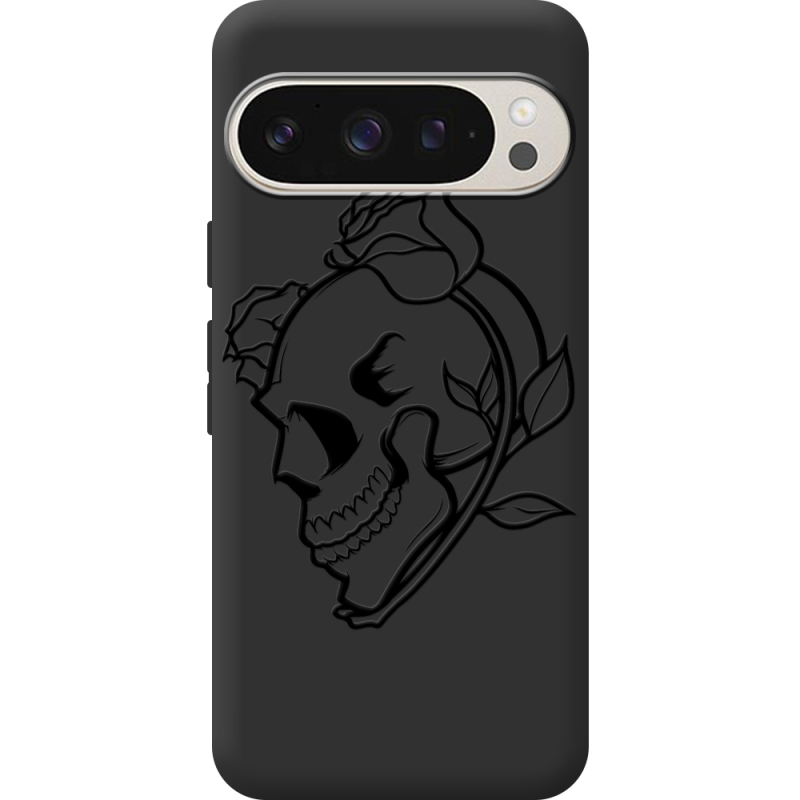 Черный чехол BoxFace Google Pixel 9 Pro Skull and Roses