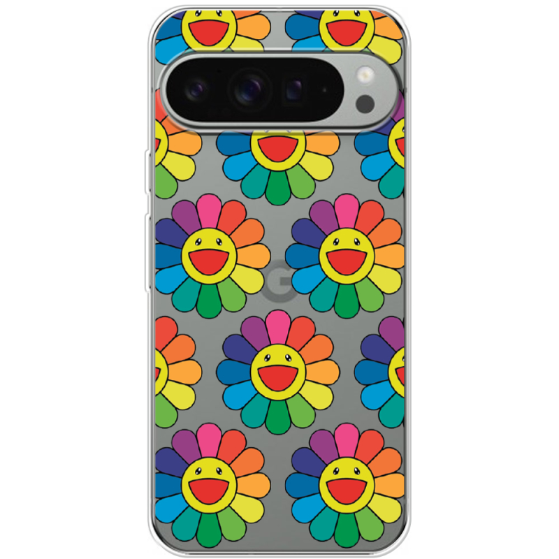 Прозрачный чехол BoxFace Google Pixel 9 Pro XL Hippie Flowers