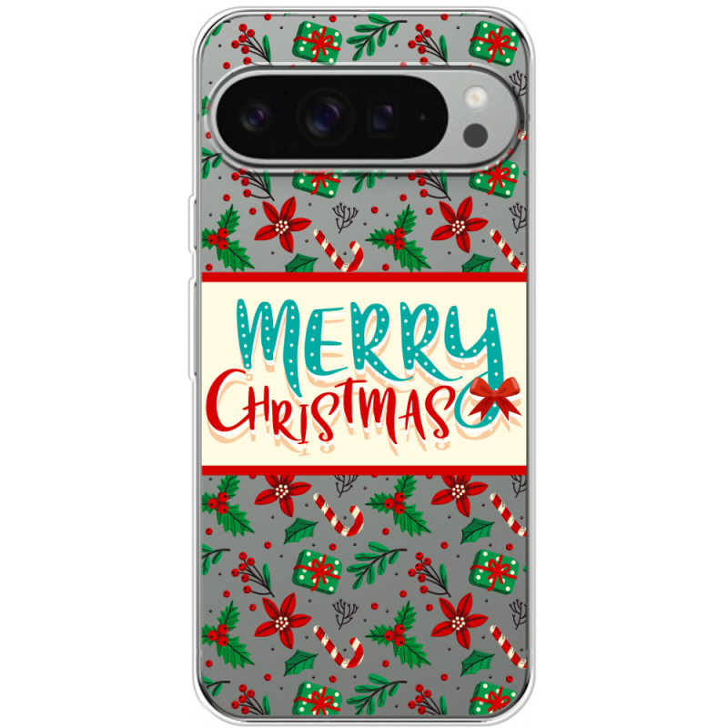 Прозрачный чехол BoxFace Google Pixel 9 Pro XL Vintage Christmas Pattern