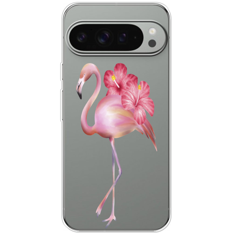 Прозрачный чехол BoxFace Google Pixel 9 Pro XL Floral Flamingo