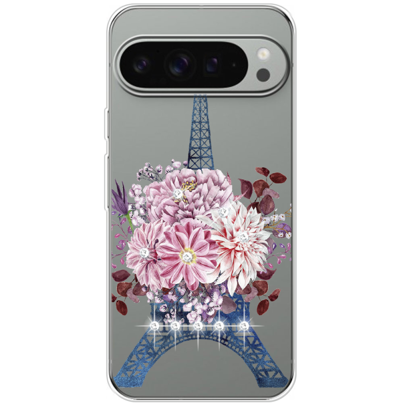 Чехол со стразами Google Pixel 9 Pro XL Eiffel Tower