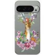 Чехол со стразами Google Pixel 9 Pro XL Deer with flowers