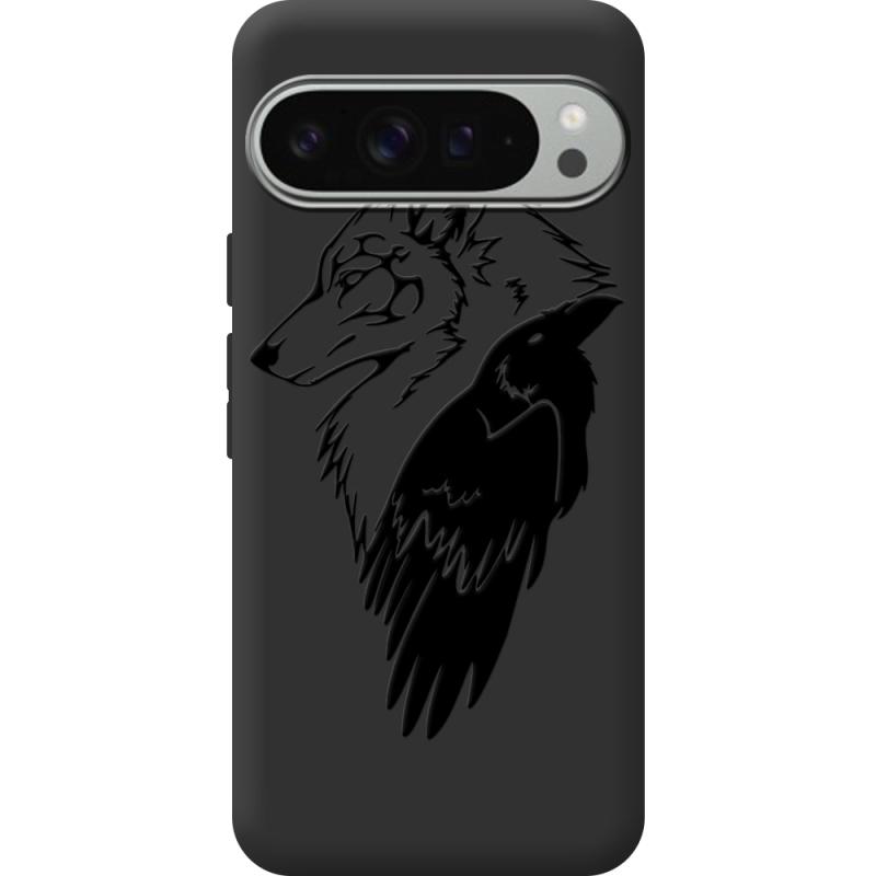 Черный чехол BoxFace Google Pixel 9 Pro XL Wolf and Raven