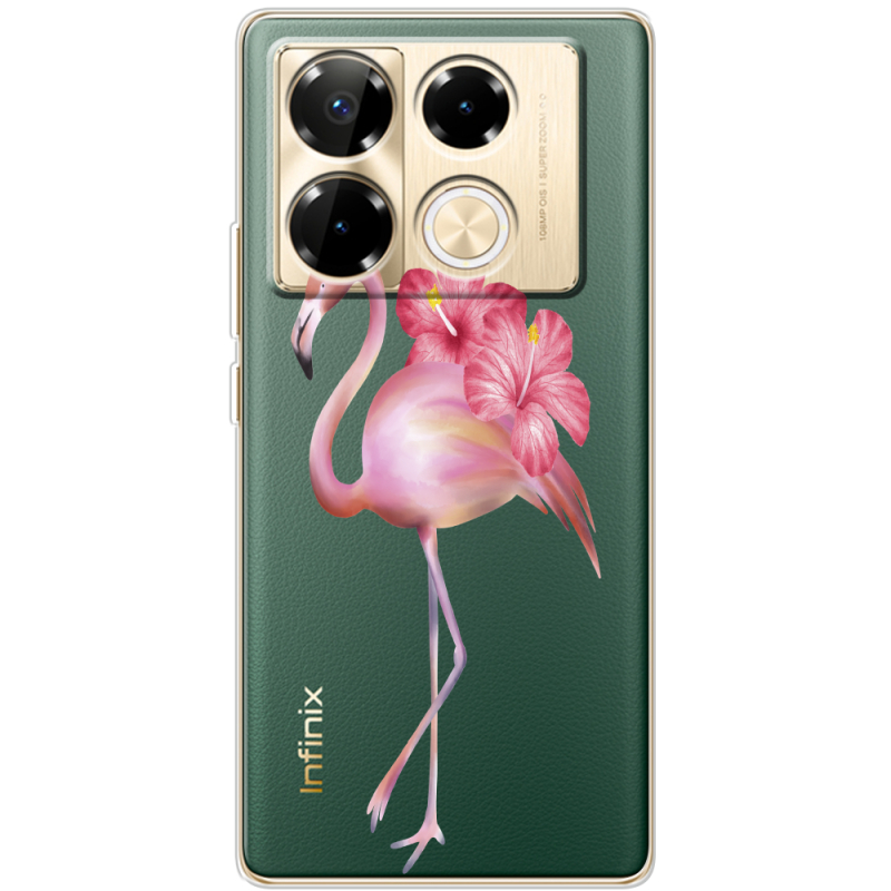 Прозрачный чехол BoxFace Infinix Note 40 Pro Floral Flamingo