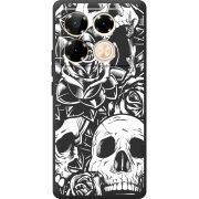 Черный чехол BoxFace Infinix Note 40 Pro Skull and Roses