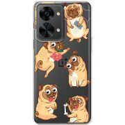 Прозрачный чехол BoxFace OnePlus Nord 2T 5G с 3D-глазками Pug