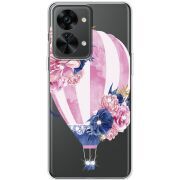 Чехол со стразами OnePlus Nord 2T 5G Pink Air Baloon