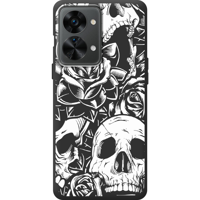 Черный чехол BoxFace OnePlus Nord 2T 5G Skull and Roses