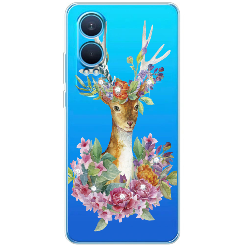 Чехол со стразами OnePlus Nord CE 4 Lite 5G Deer with flowers