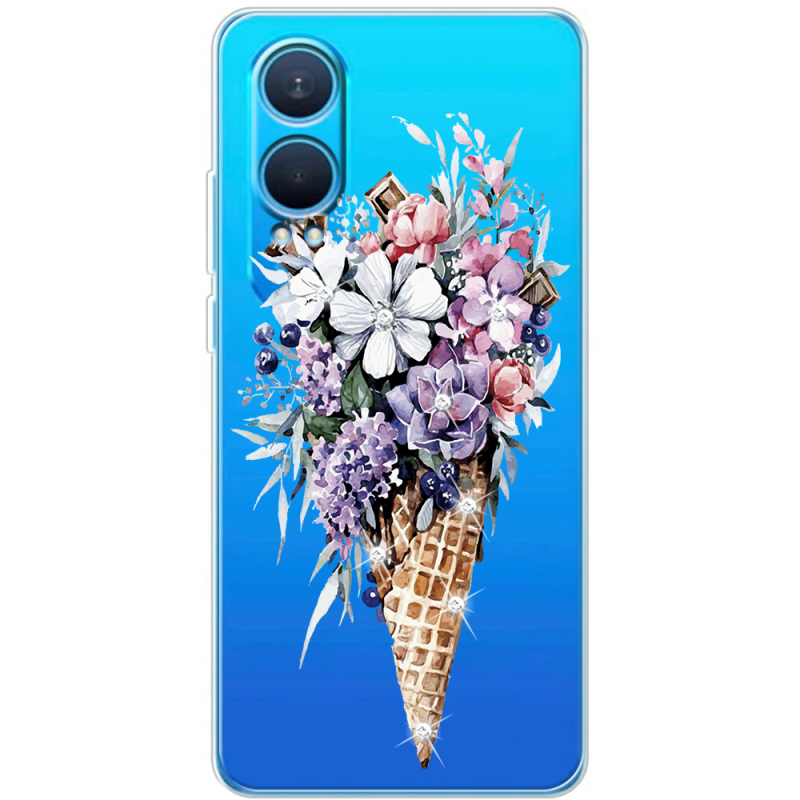 Чехол со стразами OnePlus Nord CE 4 Lite 5G Ice Cream Flowers