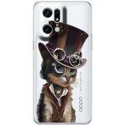 Прозрачный чехол BoxFace OPPO Find X5 Pro Steampunk Cat