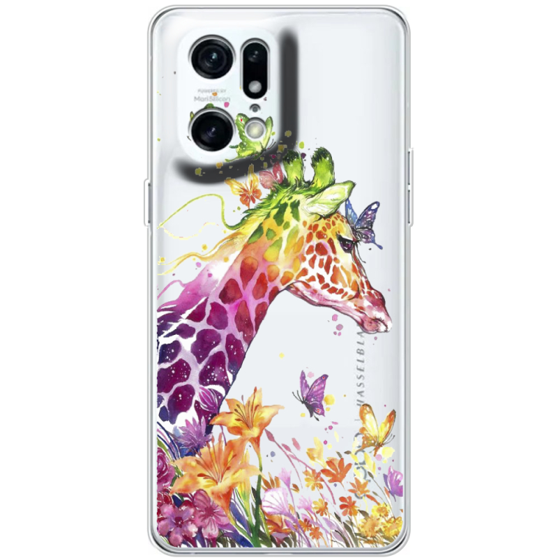 Прозрачный чехол BoxFace OPPO Find X5 Pro Colorful Giraffe