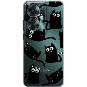 Прозрачный чехол BoxFace OPPO Reno 11 F с 3D-глазками Black Kitty