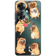 Прозрачный чехол BoxFace OPPO Reno 11 F с 3D-глазками Pug