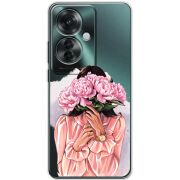 Прозрачный чехол BoxFace OPPO Reno 11 F Девушка с Пионами