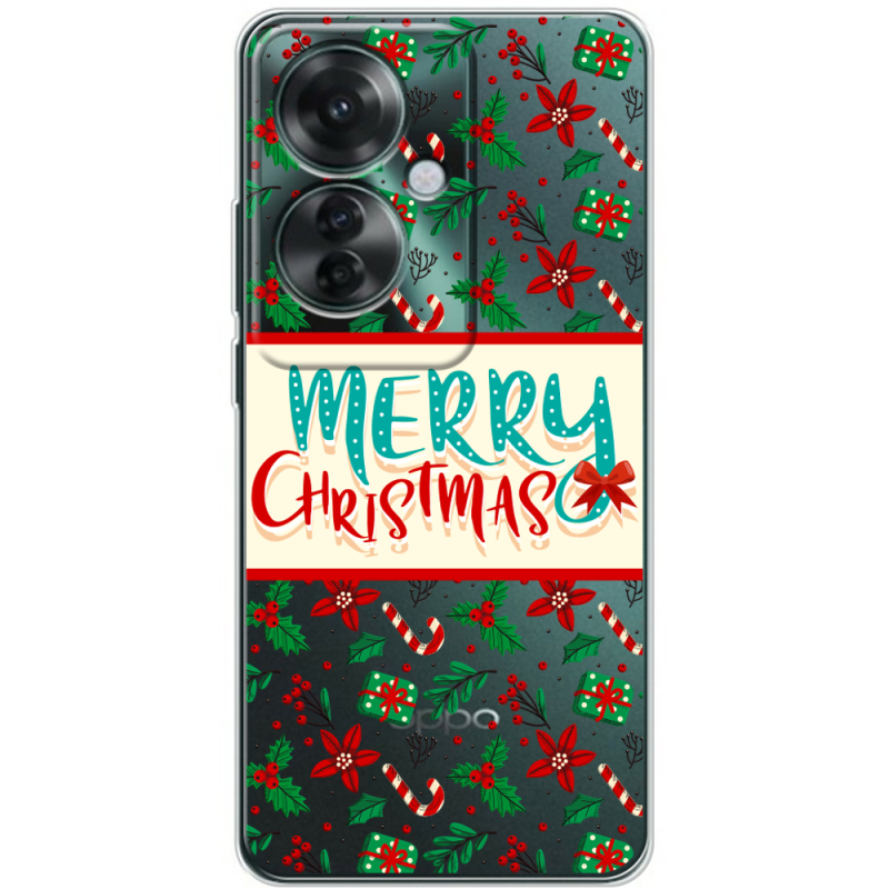 Прозрачный чехол BoxFace OPPO Reno 11 F Vintage Christmas Pattern