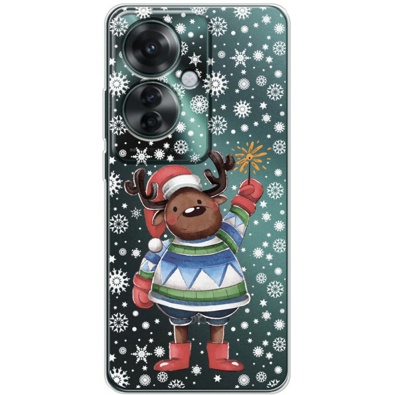 Прозрачный чехол BoxFace OPPO Reno 11 F Christmas Deer with Snow