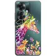 Прозрачный чехол BoxFace OPPO Reno 11 F Colorful Giraffe