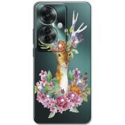 Чехол со стразами OPPO Reno 11 F Deer with flowers